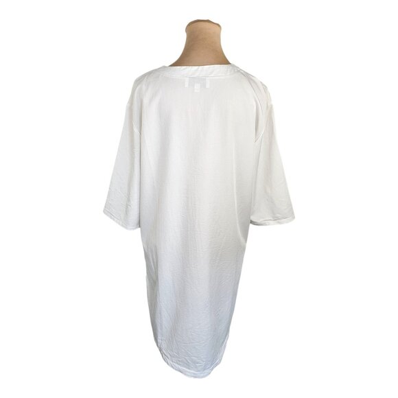 Emma Knudsen White Shirt Style Short Sleeve Tunic Top Sz M - Picture 5 of 9
